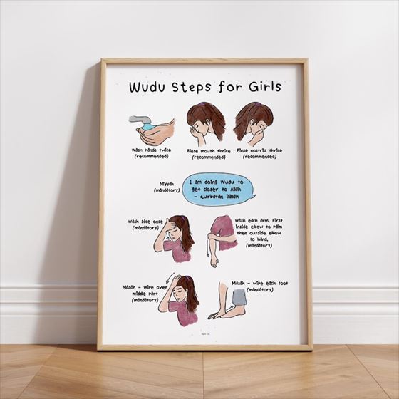 Girls’ Wudu Steps print, shown framed