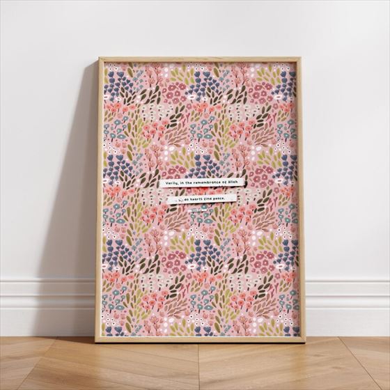 Hearts Find Peace print, shown framed